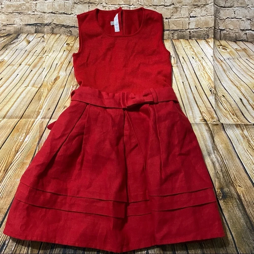 Marina Cabrera Red Linen Blend Sleeveless Dress